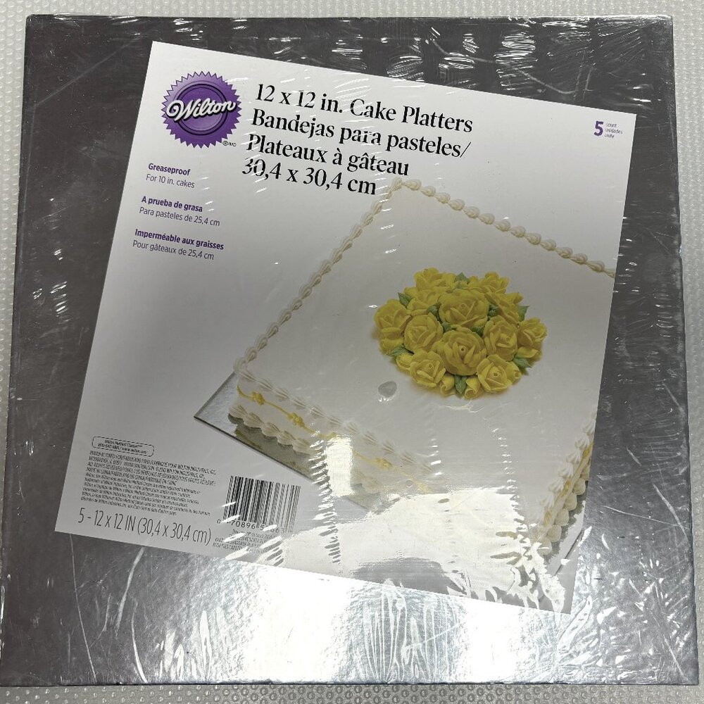 Wilton Silver 12-Inch Square Cake Platters, 5 Count - 1576